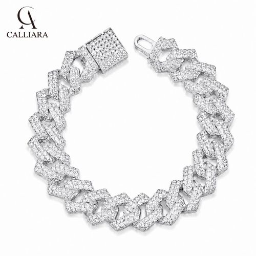 Bracelet cubain hip-hop diamanté de 25 cm pour hommes