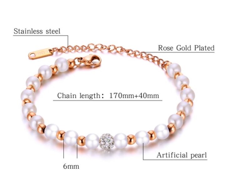 Bracelet en or rose plaqué et perles model TGB162-R - Image 2