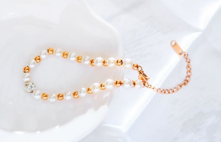 Bracelet en or rose plaqué et perles model TGB162-R - Image 3