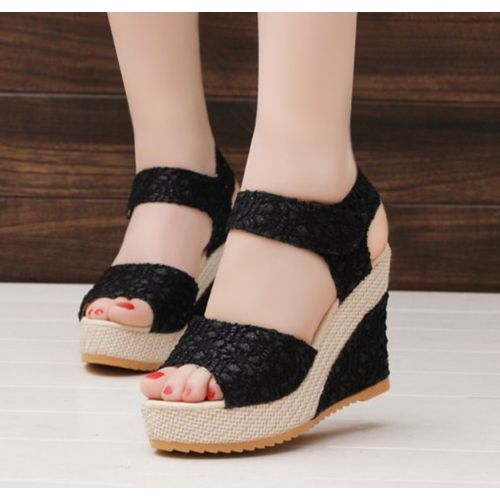 Mule Compensée Pour Femme - Noir - miniature 2