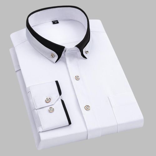Berrykey Chemise de bureau formelle pour hommes de qualité supérieure à manches longues - Blanche