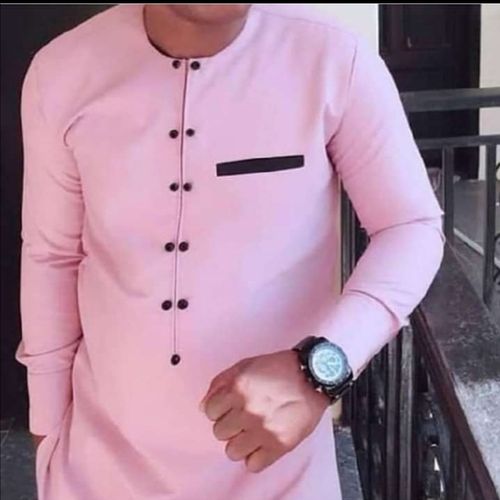 Ensemble Tunique Homme Manche Longue De Couleur Rose
