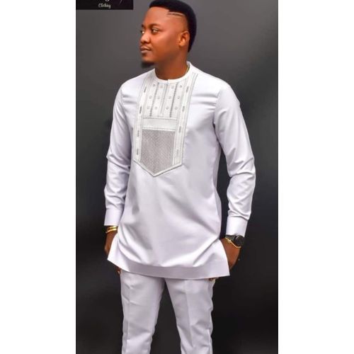 Ensemble Tunique Homme Manche Longue De Couleur Blanche