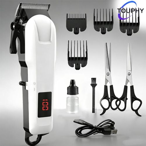 Tondeuse à cheveux professionnelle pour hommes - Tondeuse de barbier sans fil et avec fil pour coupe et coiffure