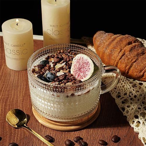 4pcs Tasse à Café En Verre Gaufré Transparent Avec Couvercle Et Cuillère