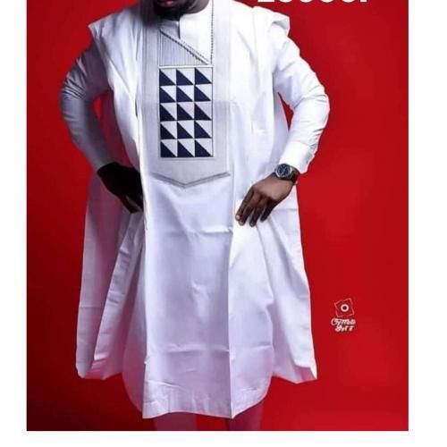 ENSEMBLE TUNIQUE 3PIÉCS POUR HOMME MANCHE LONGUE AVEC BOUBOU NAIJA