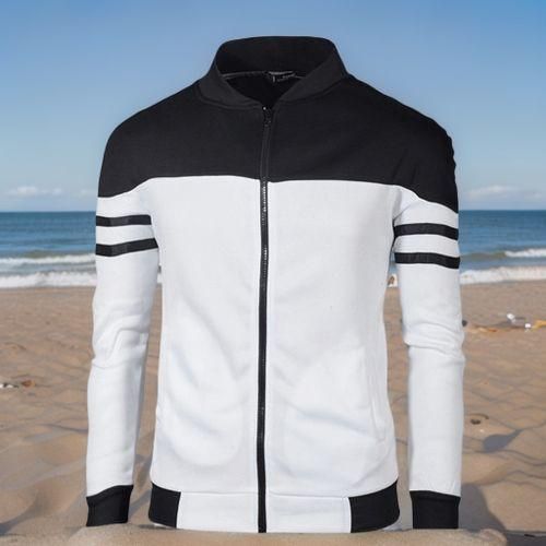 Berrykey Vestes Hiver Légères Hommes Universitaires Business Confort Casuelles à Fermeture Éclair Sport - Blanc